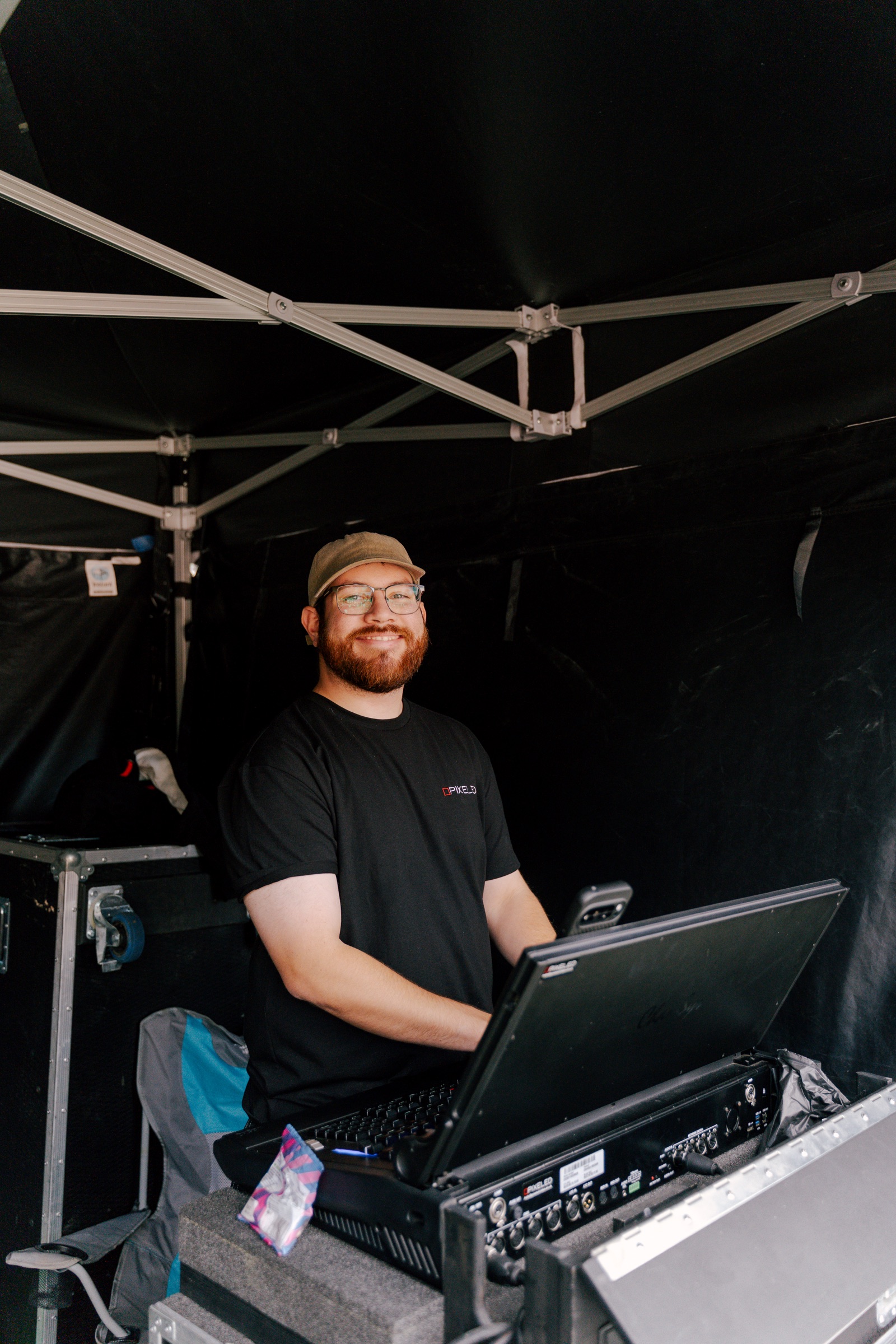 Production technician at a control position at Leicester Pride 2026